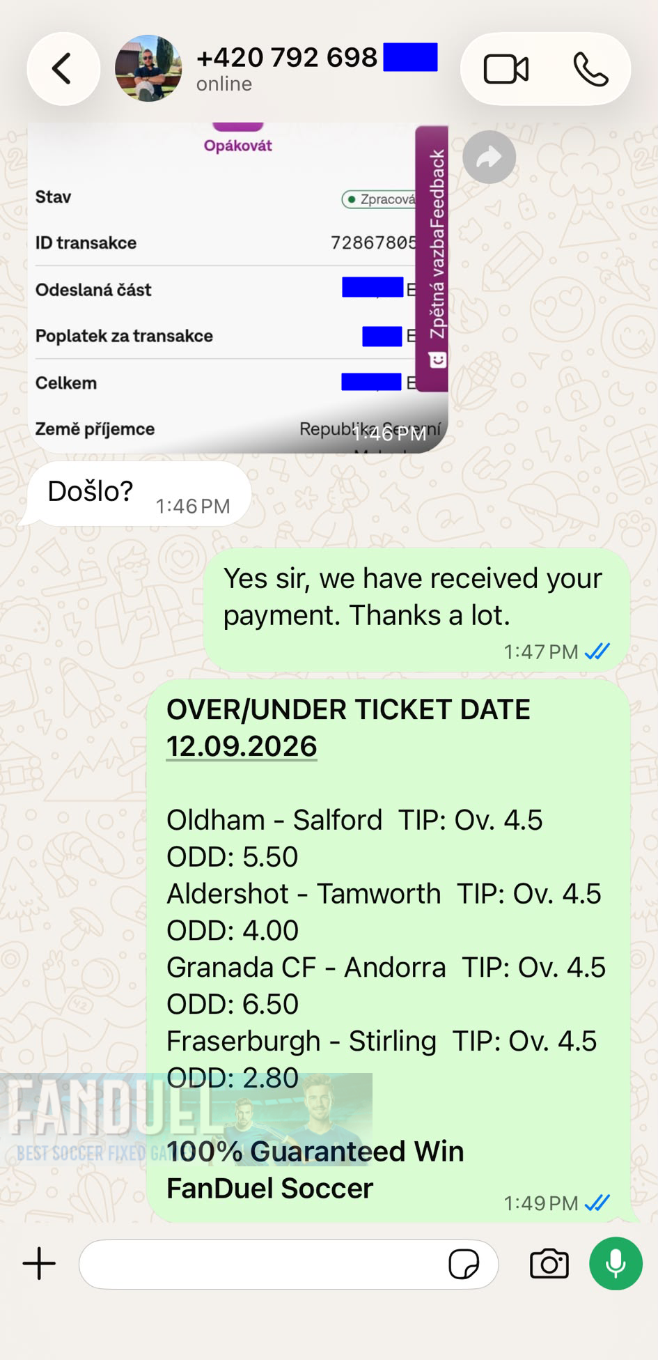 over under goals ticket whatsapp proof 26.09.2026