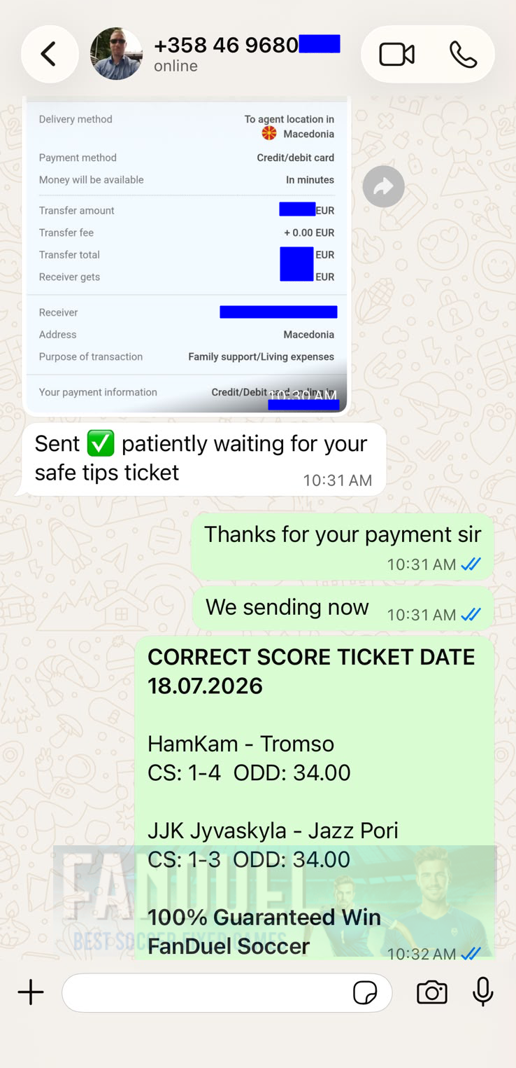 fixed correct score ticket whatsapp proof 18.07.2026