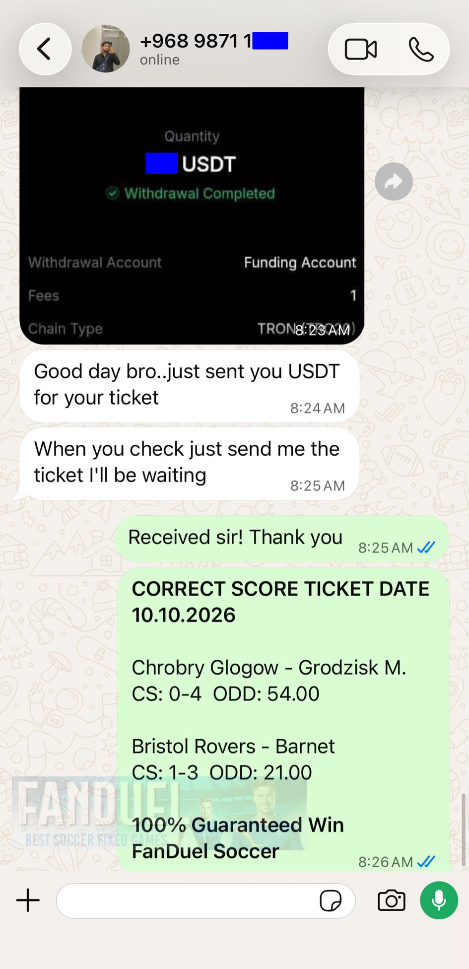 fixed correct score ticket whatsapp proof 10.10.2026